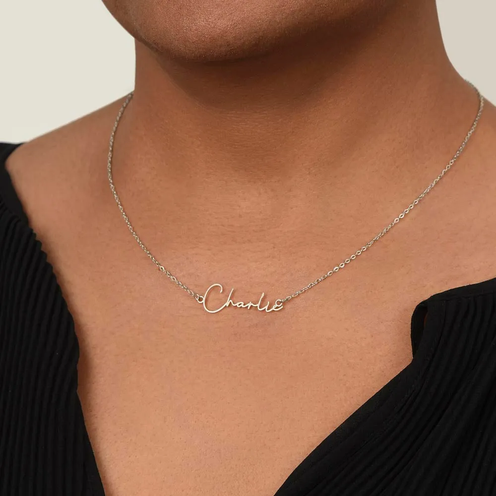 As I Sit In Heaven Son Cursive Name Necklace