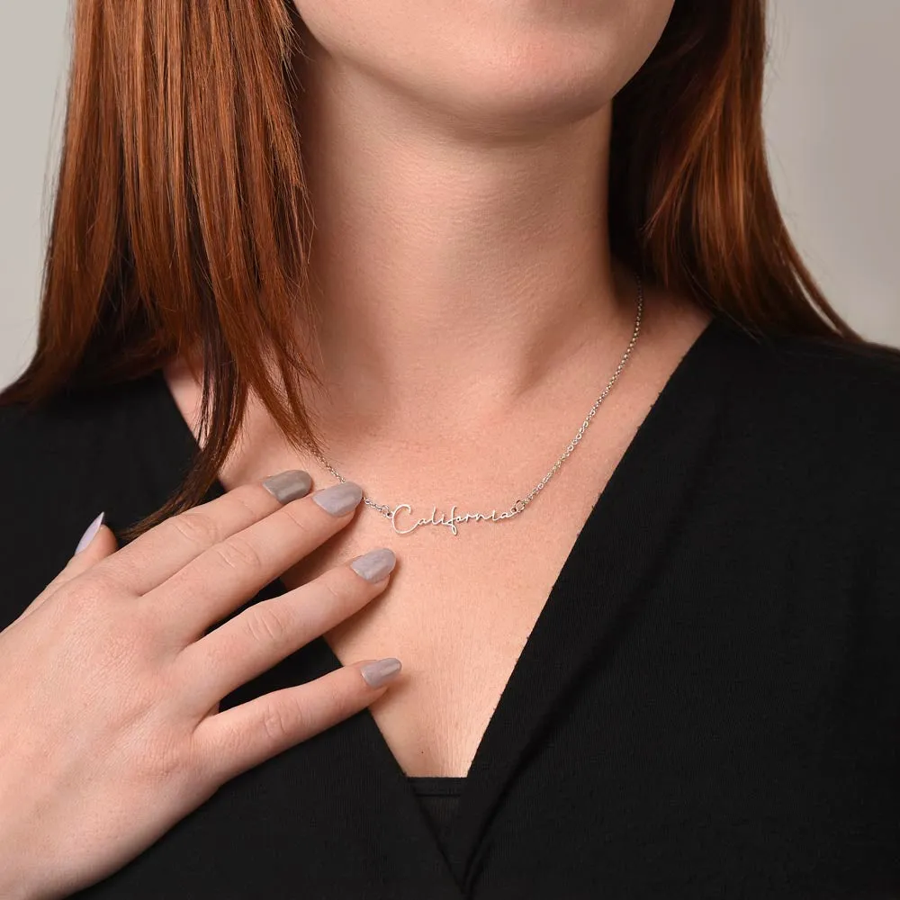 As I Sit In Heaven Son Cursive Name Necklace