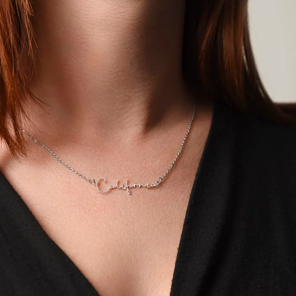 As I Sit In Heaven Son Cursive Name Necklace