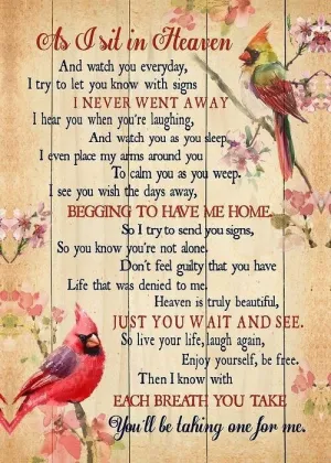 As I Sit In Heaven Soothing Poem for Grieving Loved One - AI Created One of a Kind Digital Download Art Print - Canvas Poster Art - DIY Gift