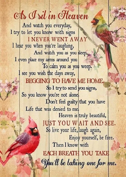 As I Sit In Heaven Soothing Poem for Grieving Loved One - AI Created One of a Kind Digital Download Art Print - Canvas Poster Art - DIY Gift