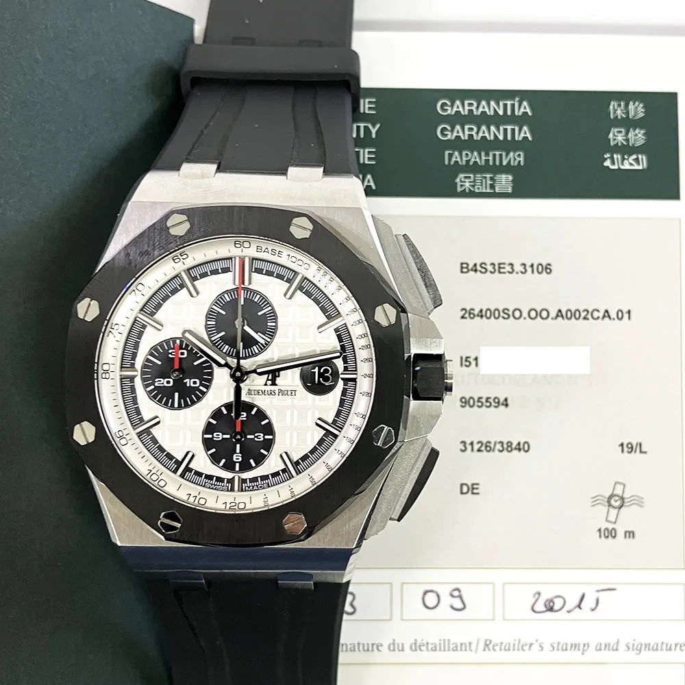 Audemars Piguet Royal Oak Offshore Chronograph 26400SO.OO.A002CA.01 White Dial Sep 2015
