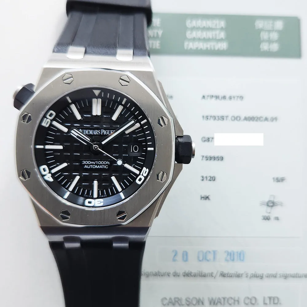 Audemars Piguet Royal Oak Offshore Diver 15703ST.OO.A002CA.01 Black Dial Oct 2010