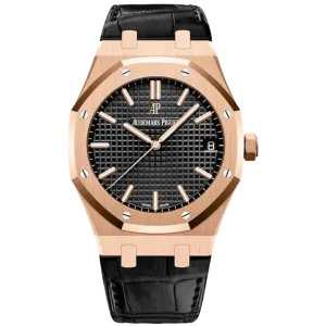 Audemars Piguet Royal Oak Ref. 15500OR.OO.1220OR.01 41MM Rose Gold Black Dial (Converted to Leather Strap)