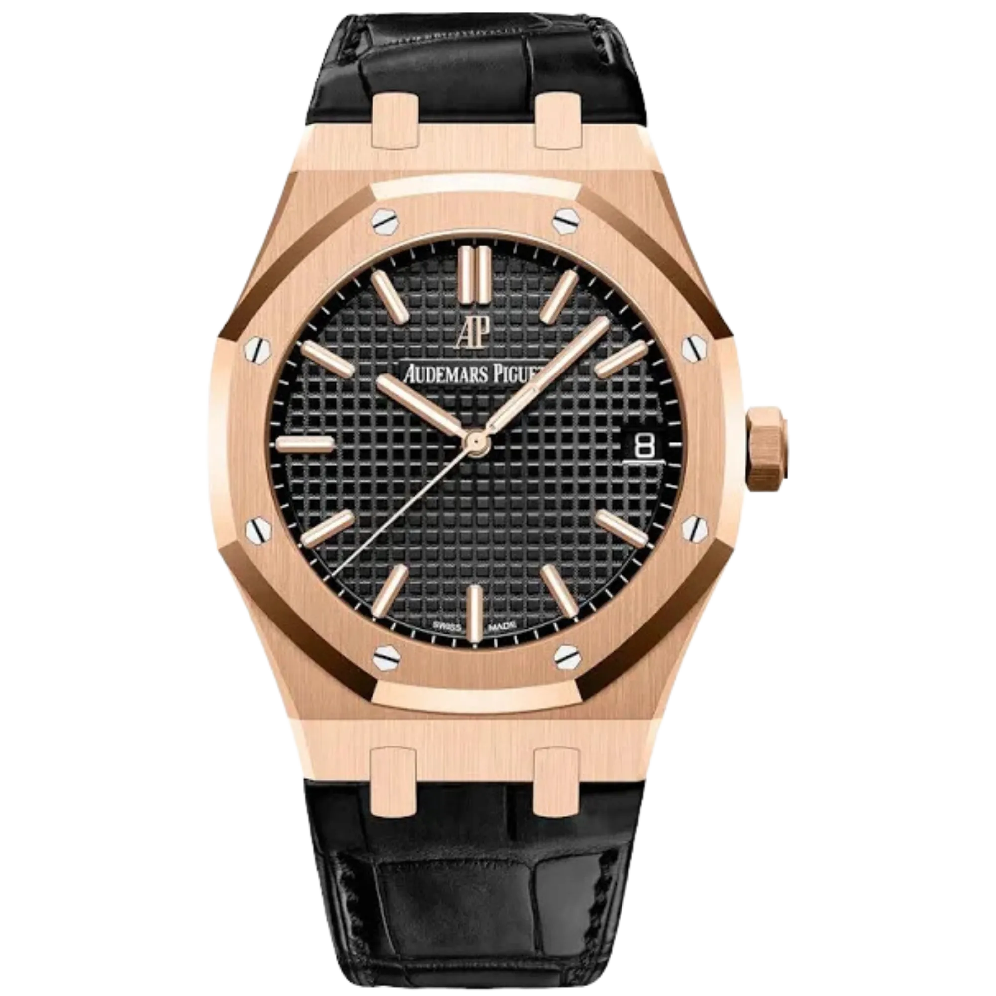 Audemars Piguet Royal Oak Ref. 15500OR.OO.1220OR.01 41MM Rose Gold Black Dial (Converted to Leather Strap)