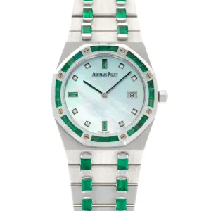 Audemars Piguet White Gold Emerald & Diamond Royal Oak Watch Ref. 56752