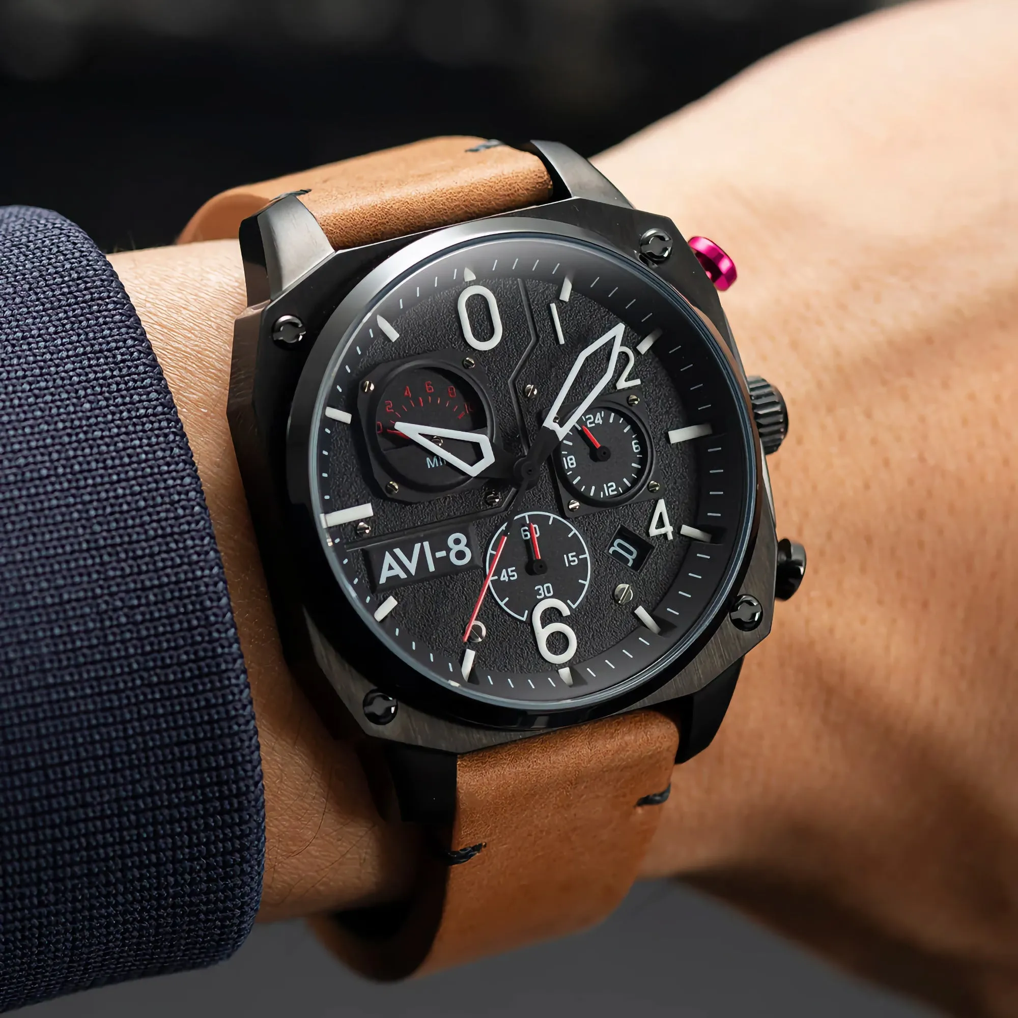 AVI-8 Hawker Hunter Retrograde Chronograph Charcoal Ember Brown Men's watch