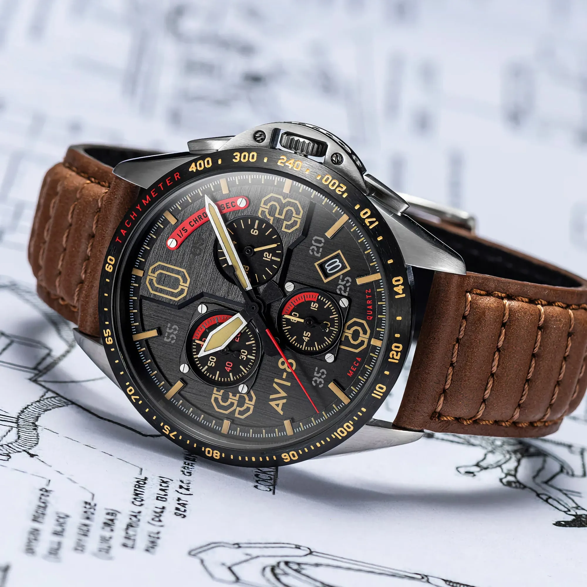 AVI-8 P-51 Mustang Blakeslee Chronograph Bronze Oak Men's watch
