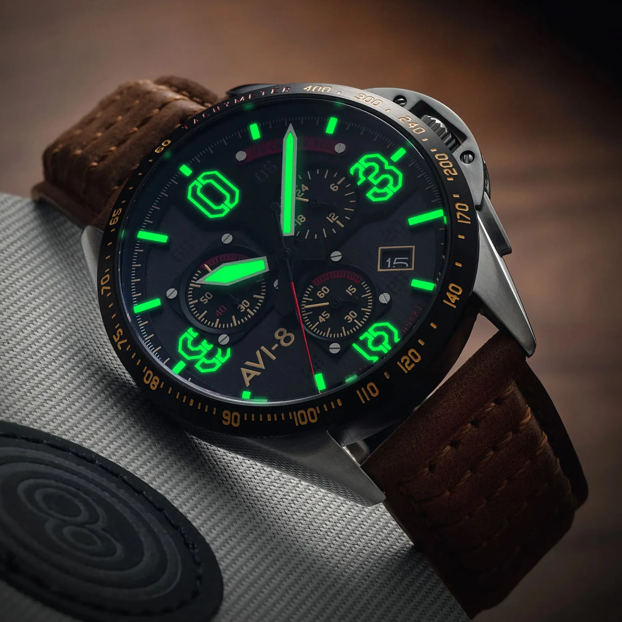 AVI-8 P-51 Mustang Blakeslee Chronograph Bronze Oak Men's watch