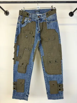 AW2005 Dolce & Gabbana hybrid patchwork cargo jeans