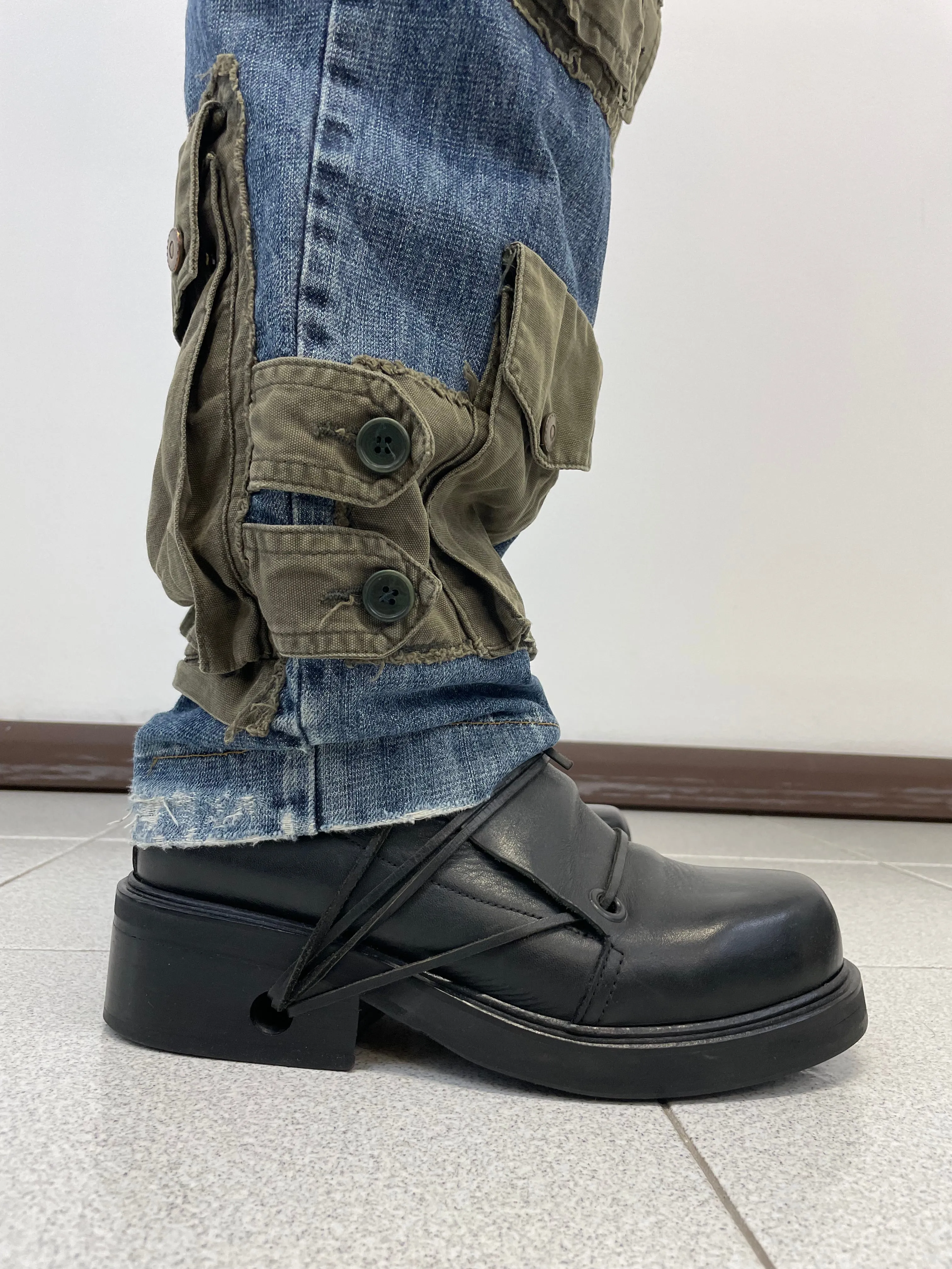 AW2005 Dolce & Gabbana hybrid patchwork cargo jeans