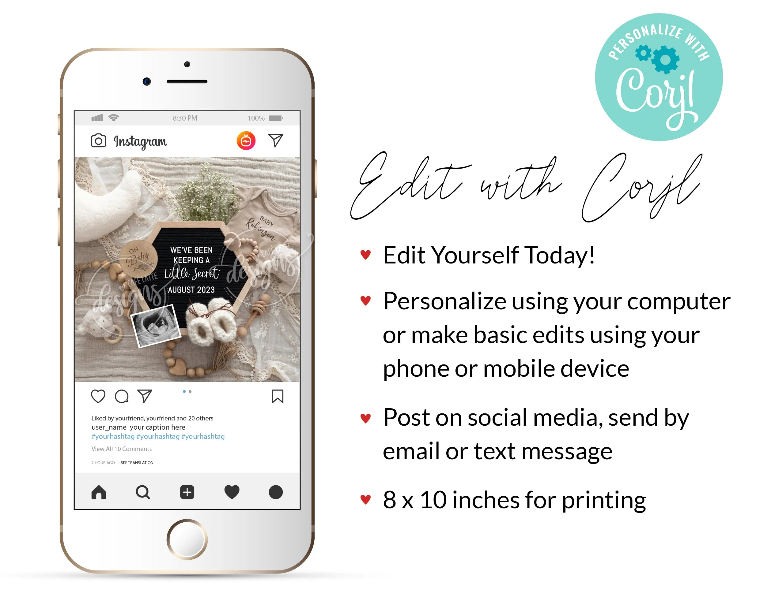 Baby Announcement Digital Gender Neutral Reveal With Lamb And Moon