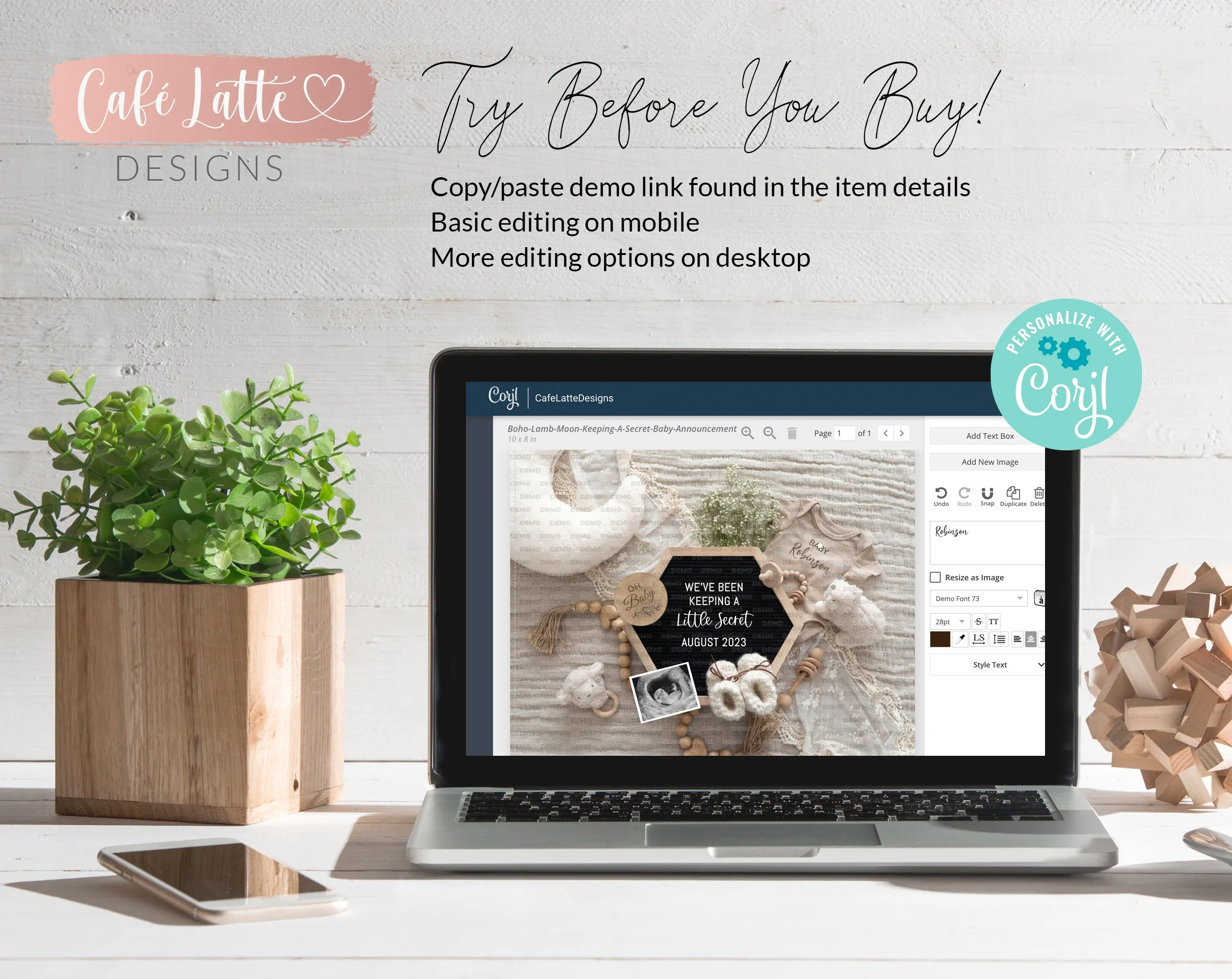 Baby Announcement Digital Gender Neutral Reveal With Lamb And Moon