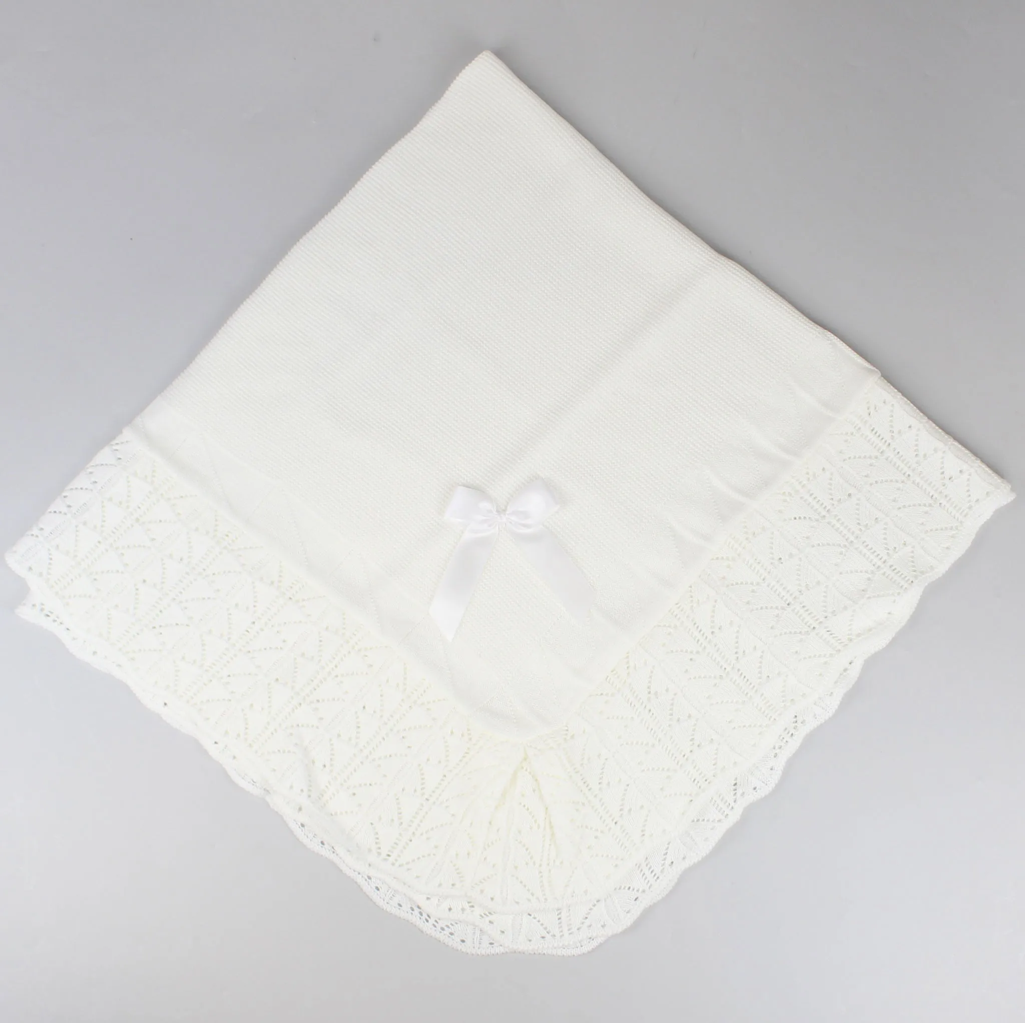 Baby Shawl / Luxury Knitted Spanish Shawl - Cream