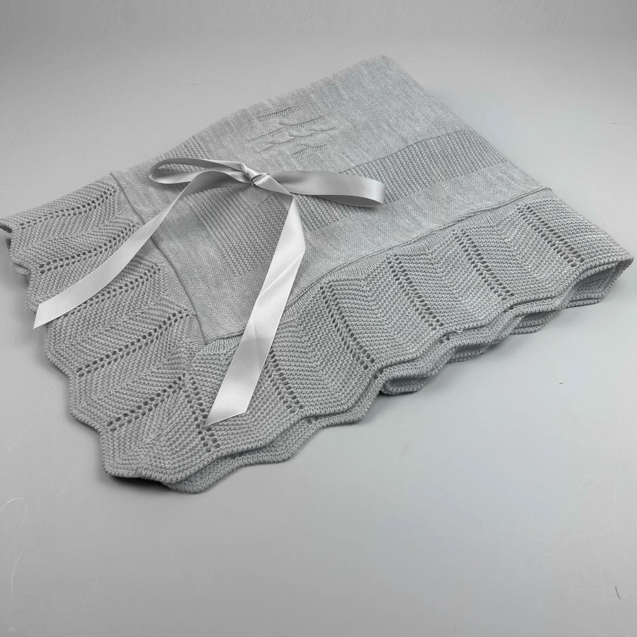 Baby Shawl / Luxury Knitted Spanish Shawl - Grey