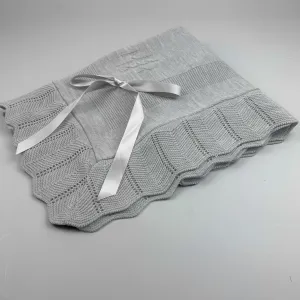 Baby Shawl / Luxury Knitted Spanish Shawl - Grey