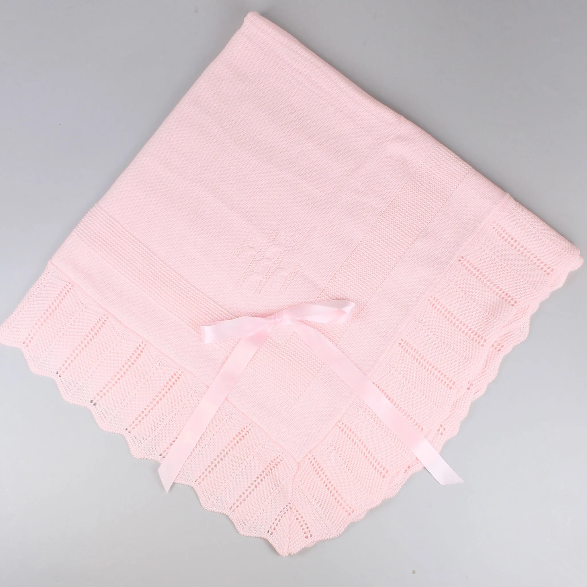 Baby Shawl / Luxury Knitted Spanish Shawl - Pink