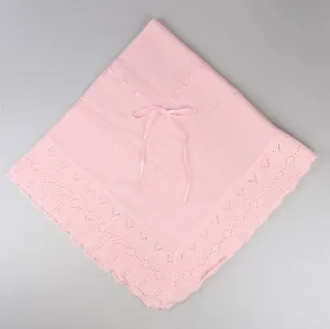 Baby Shawl / Luxury Knitted Spanish Shawl - Pink