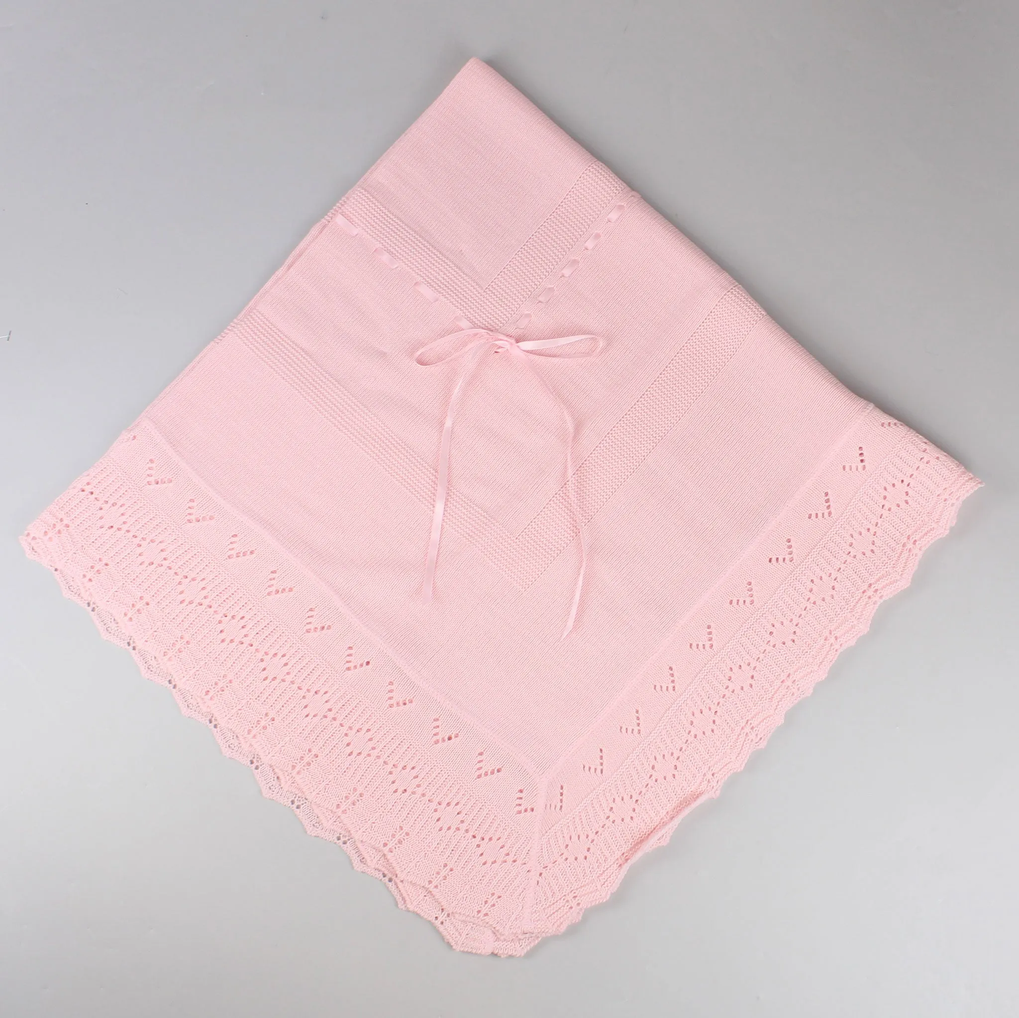 Baby Shawl / Luxury Knitted Spanish Shawl - Pink