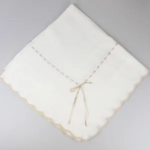 Baby Shawl / Luxury Knitted Spanish Shawl - White & Beige
