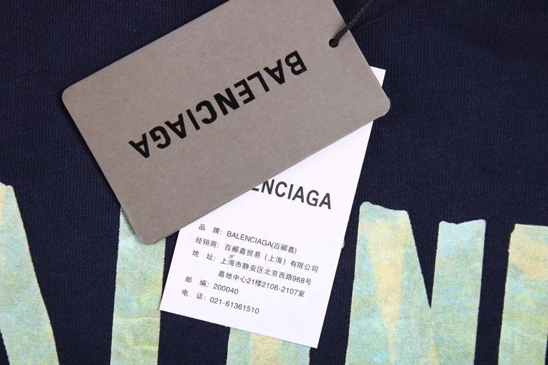 BALENCIAGA ALTERNATIVE LOGO HOODIE NAVY