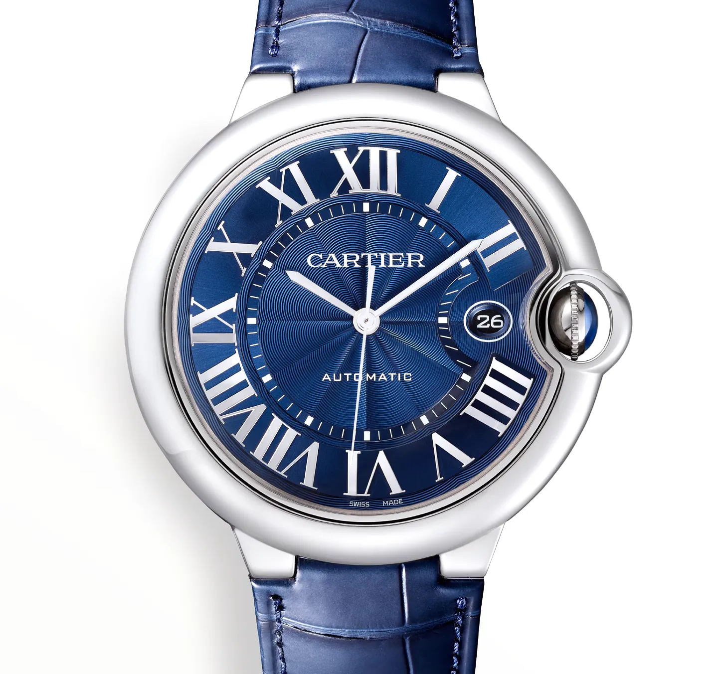 Ballon Bleu De Cartier Watch with Blue Guilloché Dial