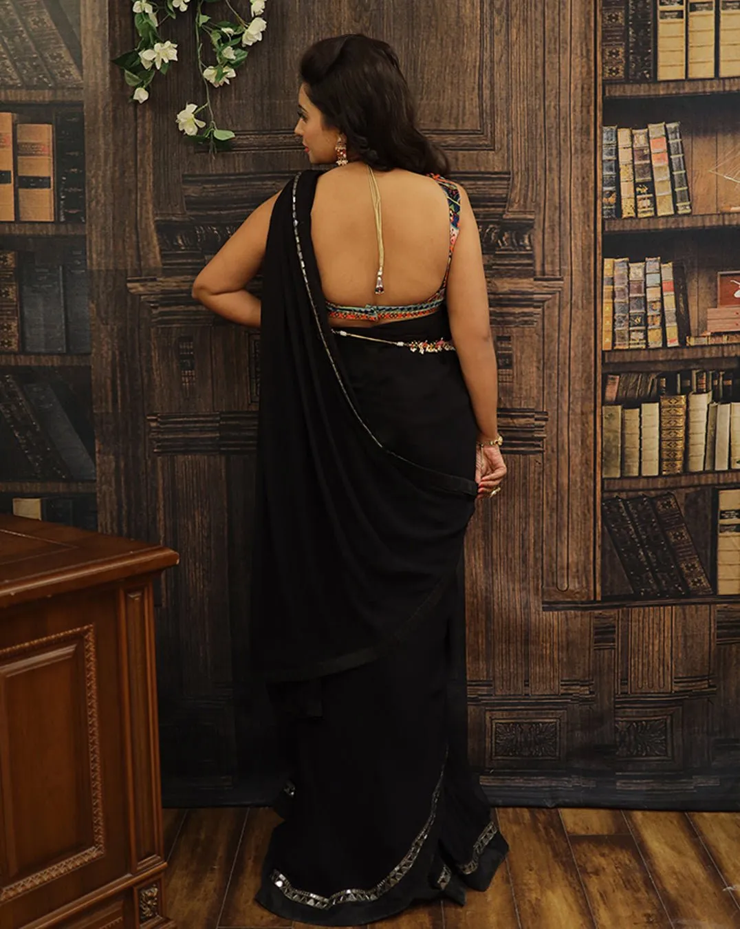 Banjara Blouse and Black Sari