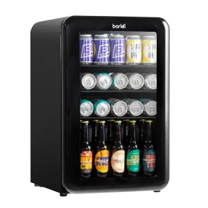 Baridi 70L Under Counter Drinks/Beer & Wine Cooler Fridge, Retro Style - Black - DH222