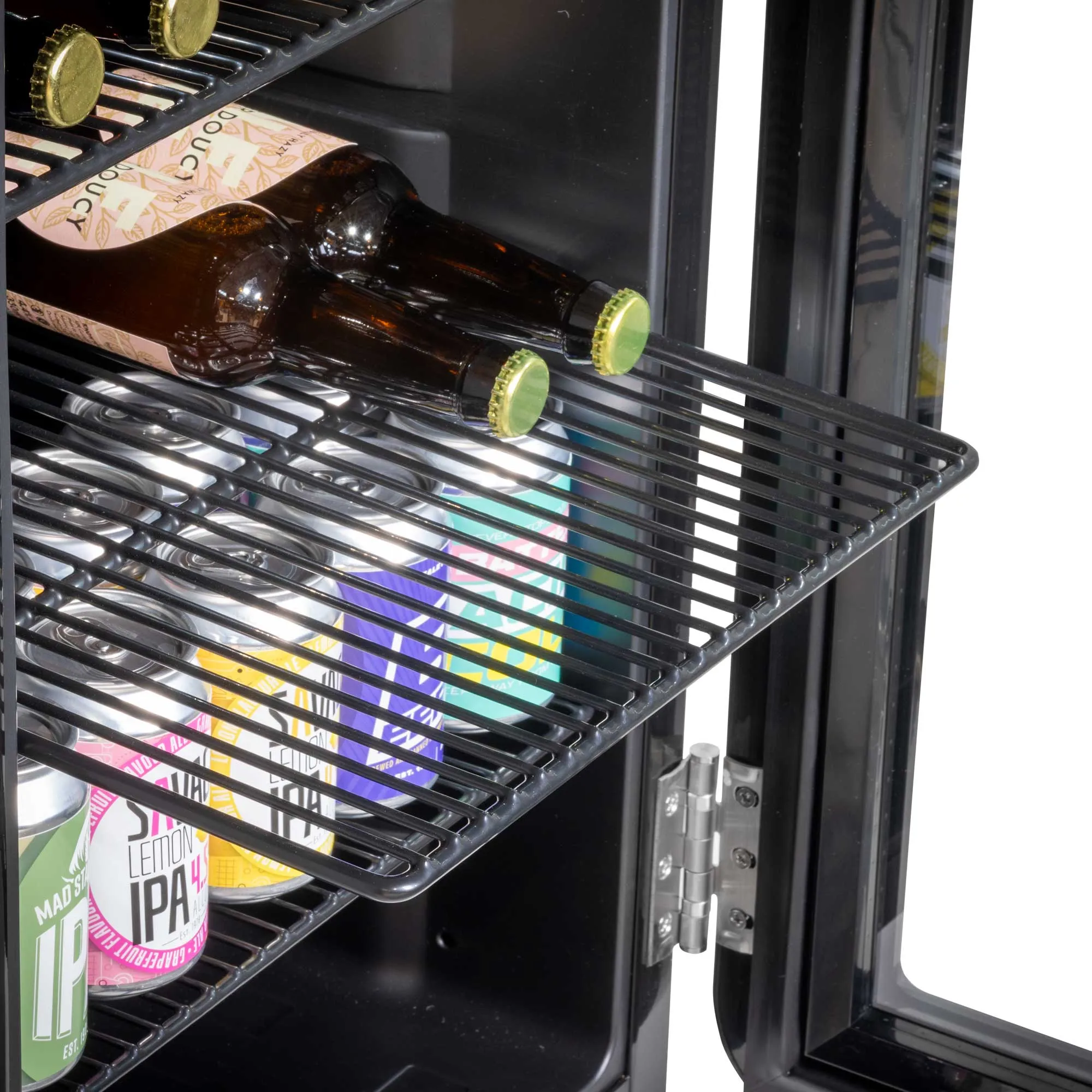 Baridi 70L Under Counter Drinks/Beer & Wine Cooler Fridge, Retro Style - Black - DH222