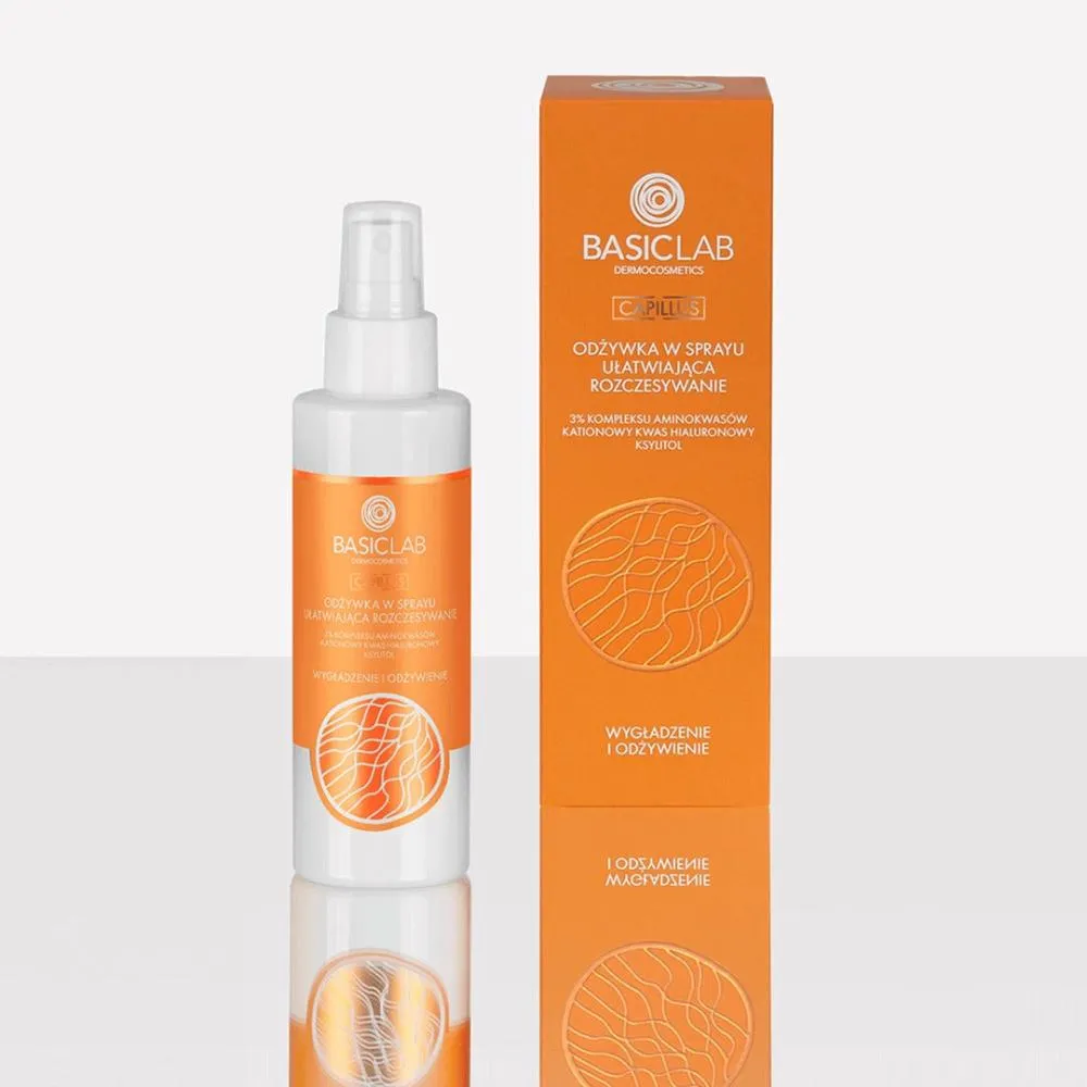 BasicLab Spray Conditioner for easy detangling, 3% amino acid complex, cationic hyaluronic acid, xylitol 150ml