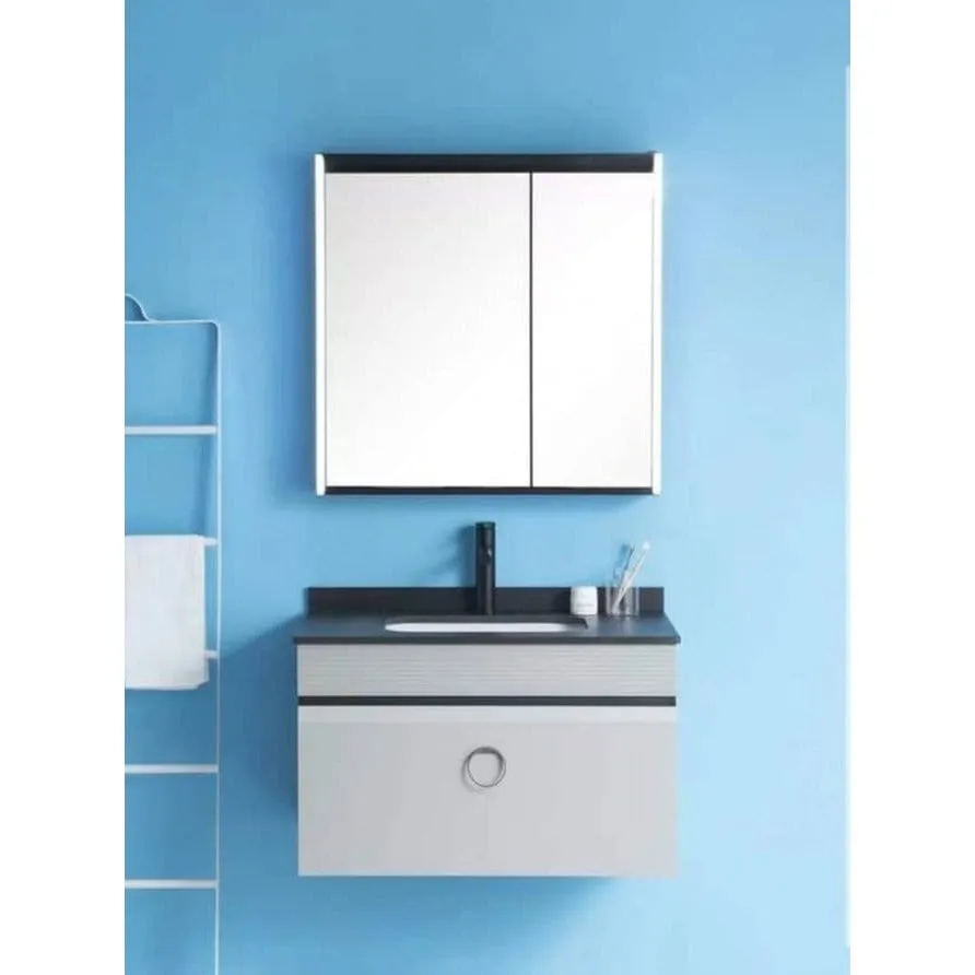 Bathroom Luxury 80cm Wall-Mounted Vanity Cabinet with LED Mirror - 6631-80