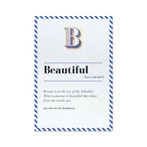 B/Beautiful Pin Badge and Card