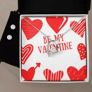 Be Mine Red Valentine's Forever Heart Necklace & Cubic Zirconia Earring Set