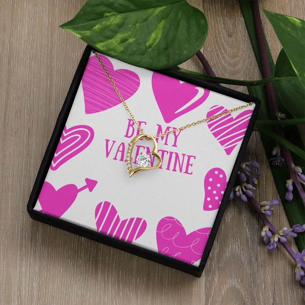 Be My Valentine Pink Hearts Forever Love Necklace