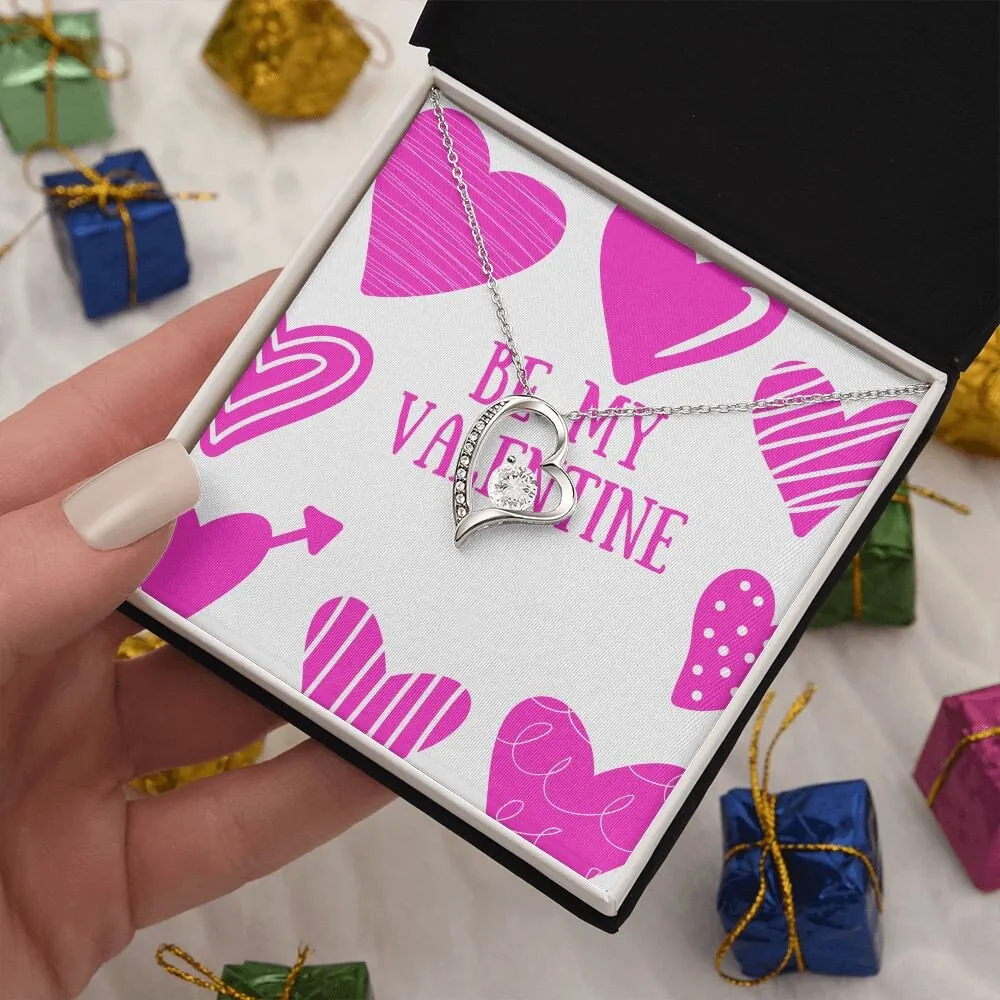 Be My Valentine Pink Hearts Forever Love Necklace