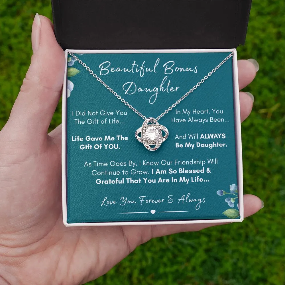 Beautiful Bonus Daughter, Always My Daughter - Beautiful Gold and Stainless Steel Family Love Necklace