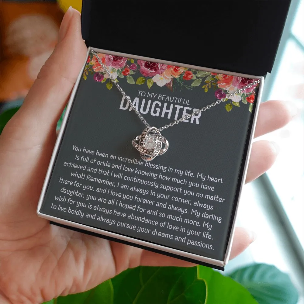 Beautiful Daughter - Blessings | 14k White Gold and Stainless Steel Necklace