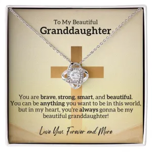 Beautiful Granddaughter, Birthday or Christmas Gift, 14k White Gold Necklace Gift Bundle for Grand Daughters