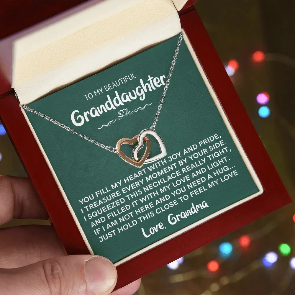 Beautiful Granddaughter - Joy and Pride | Rose Gold Connected Hearts Necklace