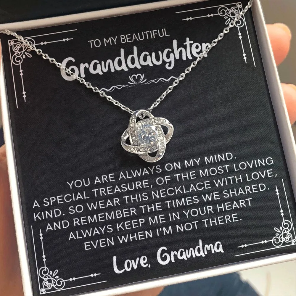 Beautiful Granddaughter - Special Treasure | 14k White Gold Necklace With Message Card and Box