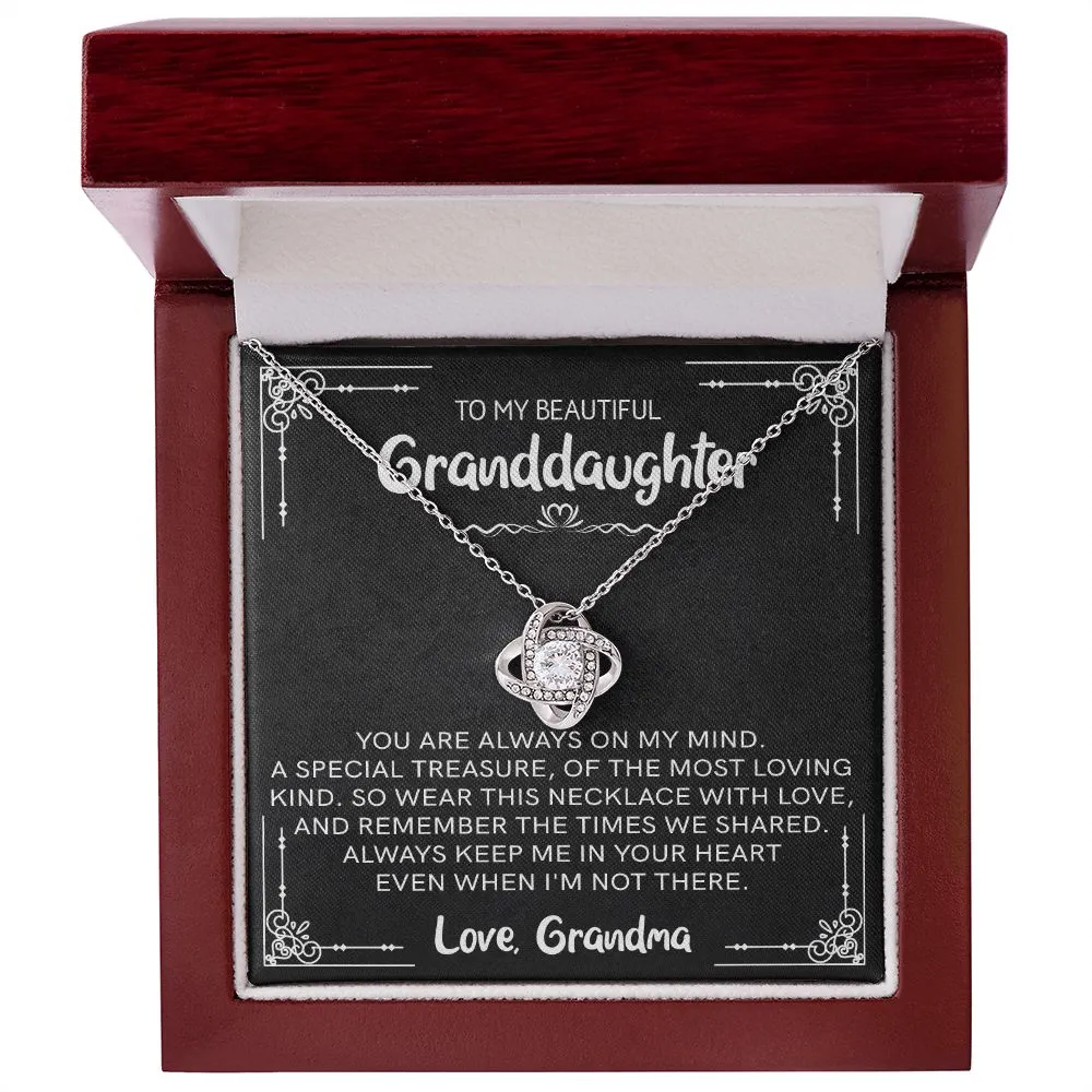 Beautiful Granddaughter - Special Treasure | 14k White Gold Necklace With Message Card and Box