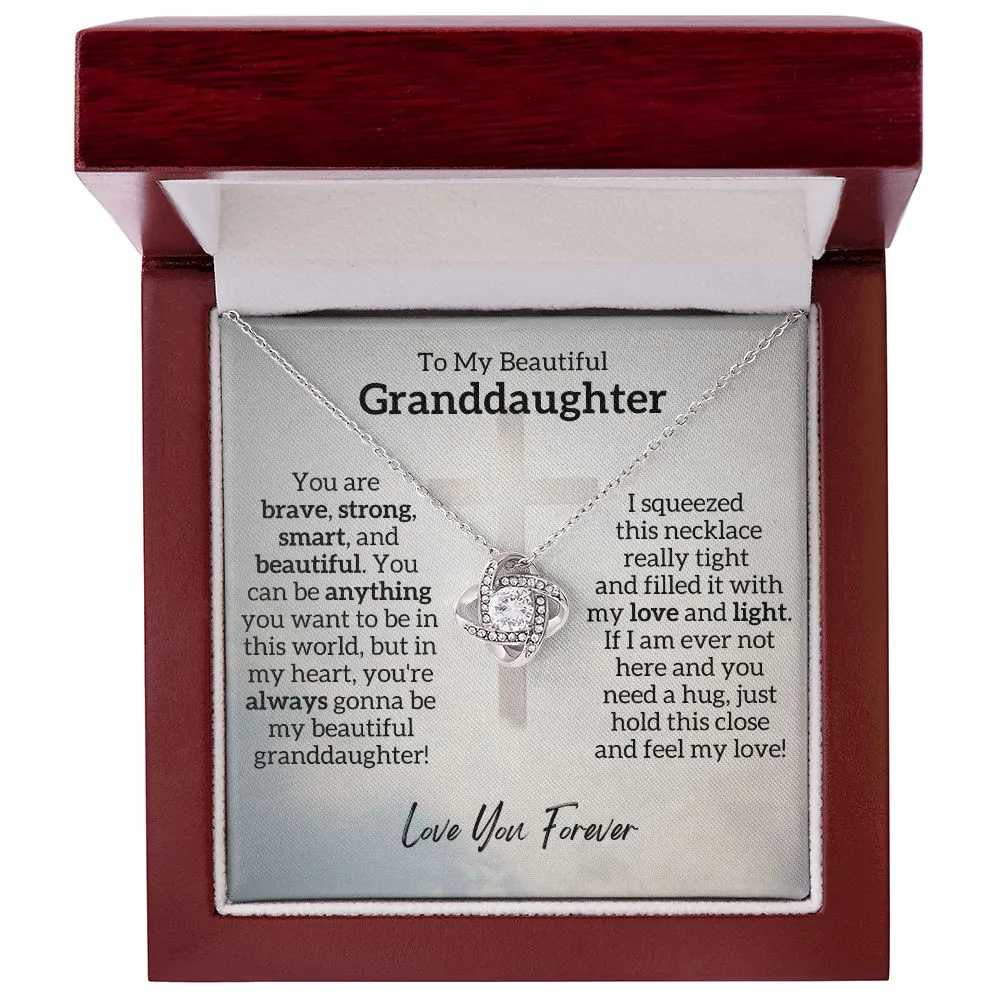 Beautiful Granddaughter, You Are Brave, 14k White Gold Necklace Gift Bundle