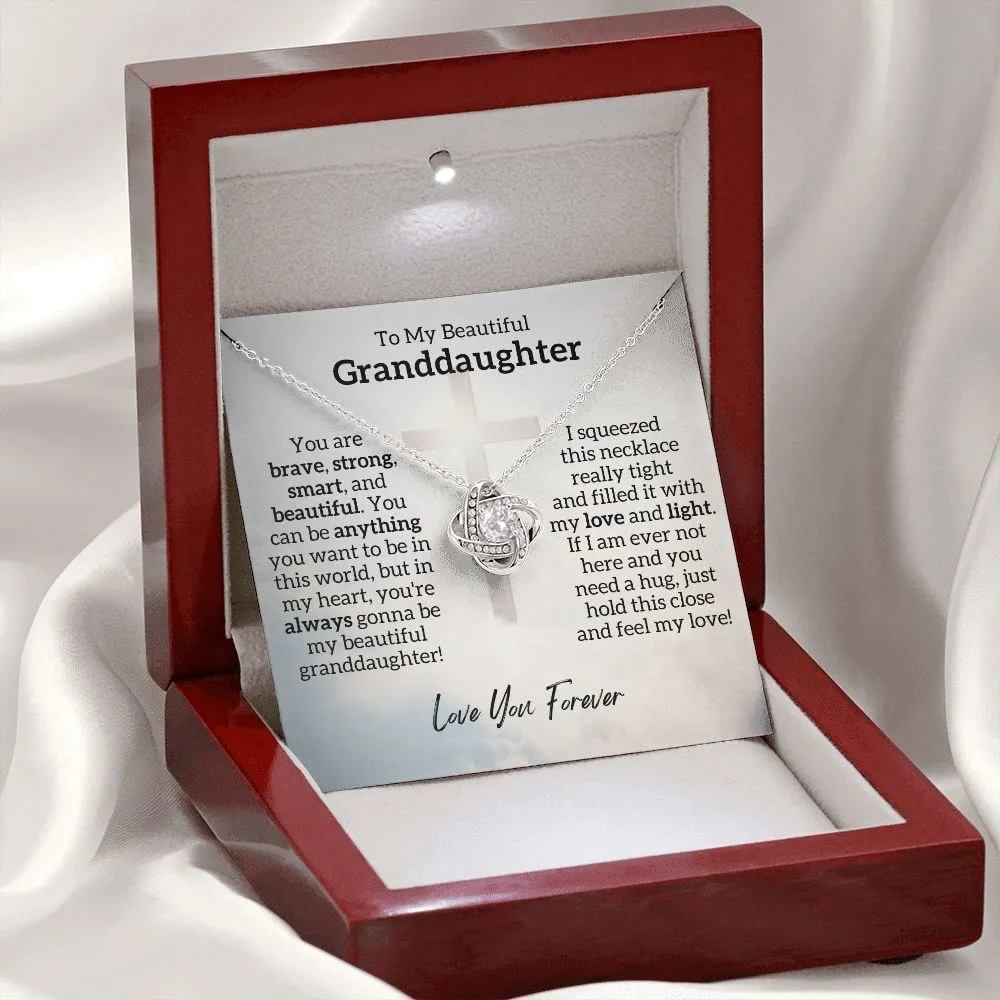 Beautiful Granddaughter, You Are Brave, 14k White Gold Necklace Gift Bundle