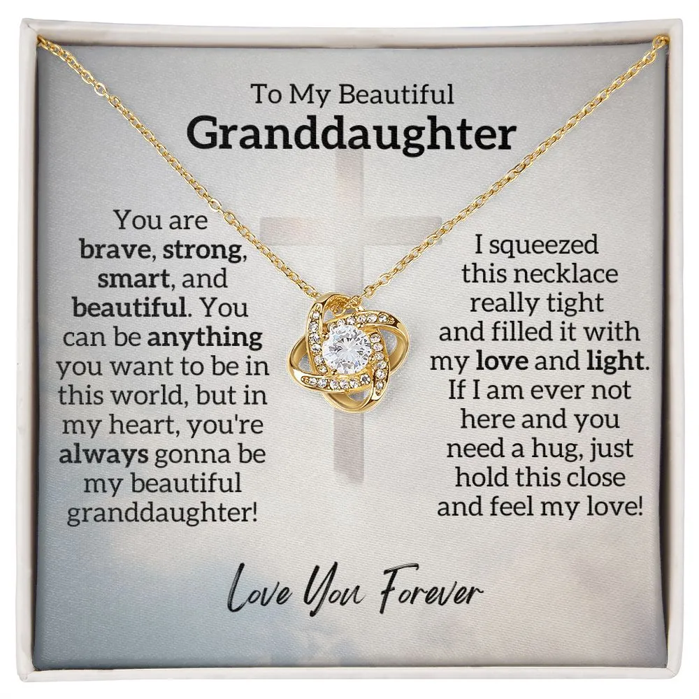 Beautiful Granddaughter, You Are Brave, 14k White Gold Necklace Gift Bundle