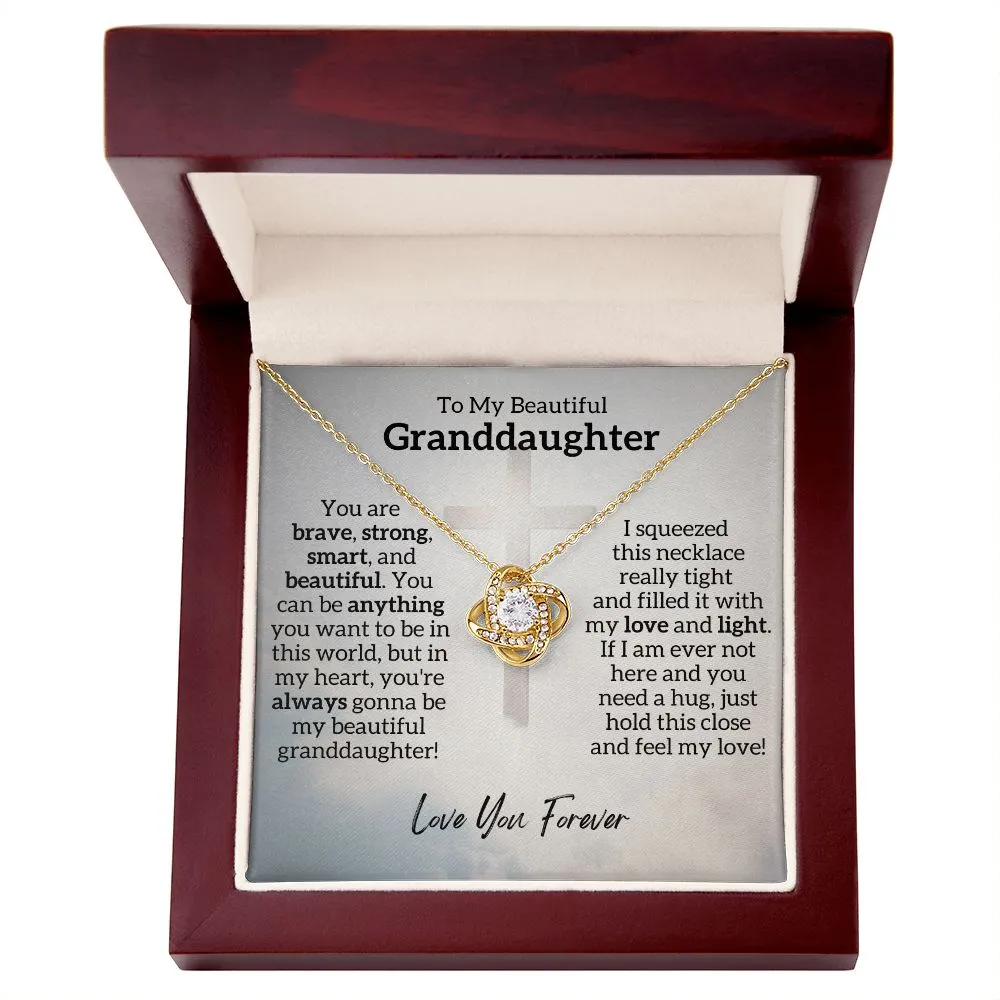 Beautiful Granddaughter, You Are Brave, 14k White Gold Necklace Gift Bundle