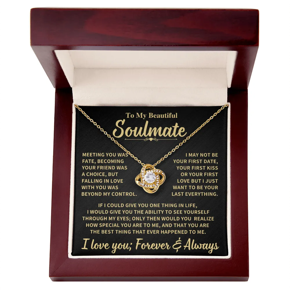 Beautiful Soulmate Gift, "Meeting You Was Fate", Knot Necklace