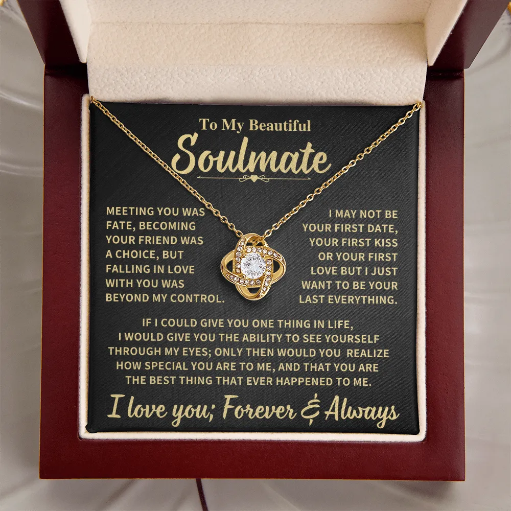 Beautiful Soulmate Gift, "Meeting You Was Fate", Knot Necklace