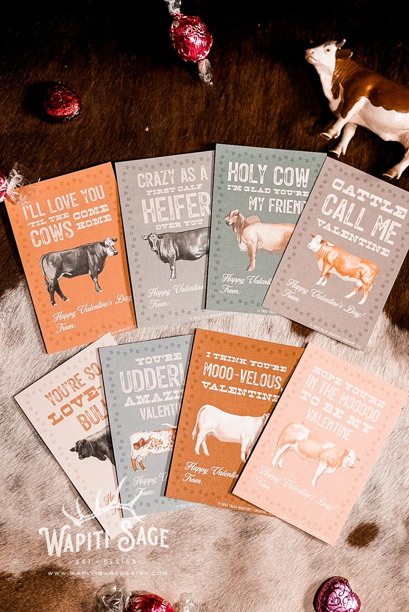 Beef Cows Valentine Cards Digital Printable