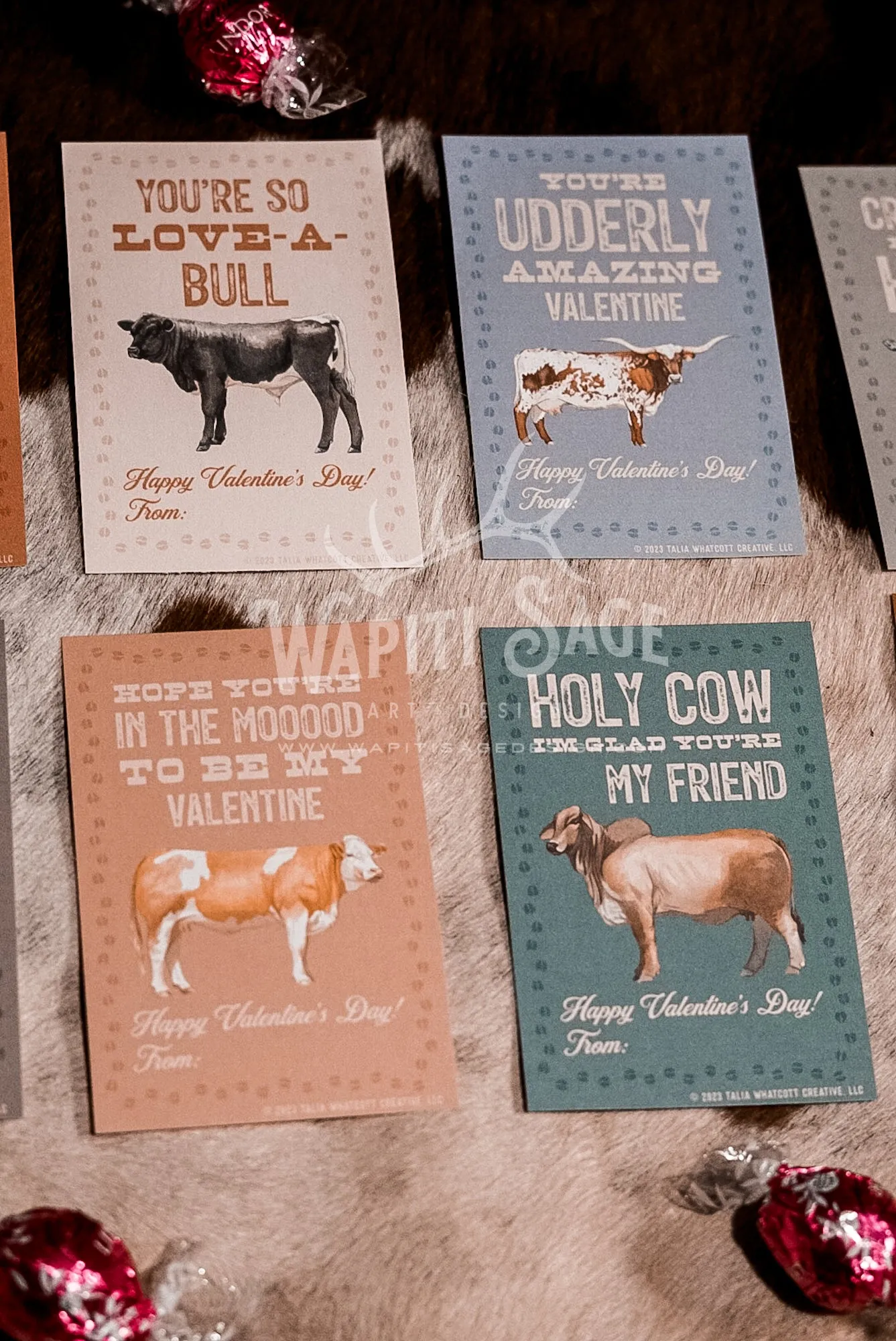 Beef Cows Valentine Cards Digital Printable