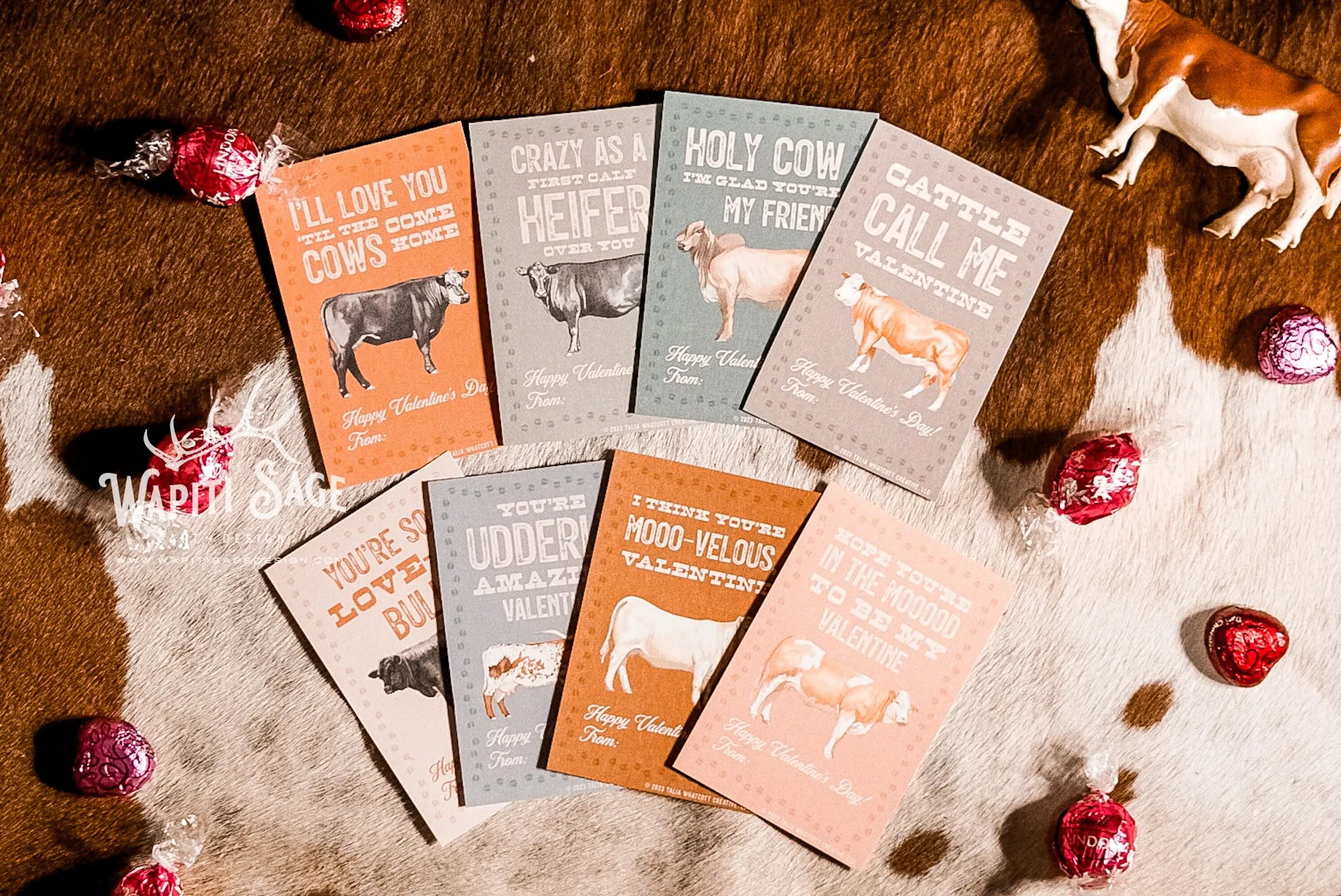 Beef Cows Valentine Cards Digital Printable